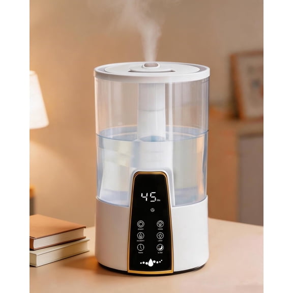 Humidifiers for Bedroom,1.06Gal(4L) Dishwasher Safe Design Easy to Clean,Top Fill,Night Light,Aroma Diffuser,Humidity Control,12H Timer,Sleep Mode,3 Level Mist, Home,Nursery, White