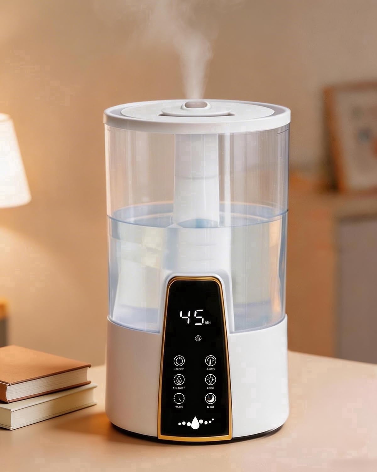 Humidifiers for Bedroom,1.06Gal(4L) Dishwasher Safe Design Easy to Clean,Top Fill,Night Light,Aroma Diffuser,Humidity Control,12H Timer,Sleep Mode,3 Level Mist, Home,Nursery, White