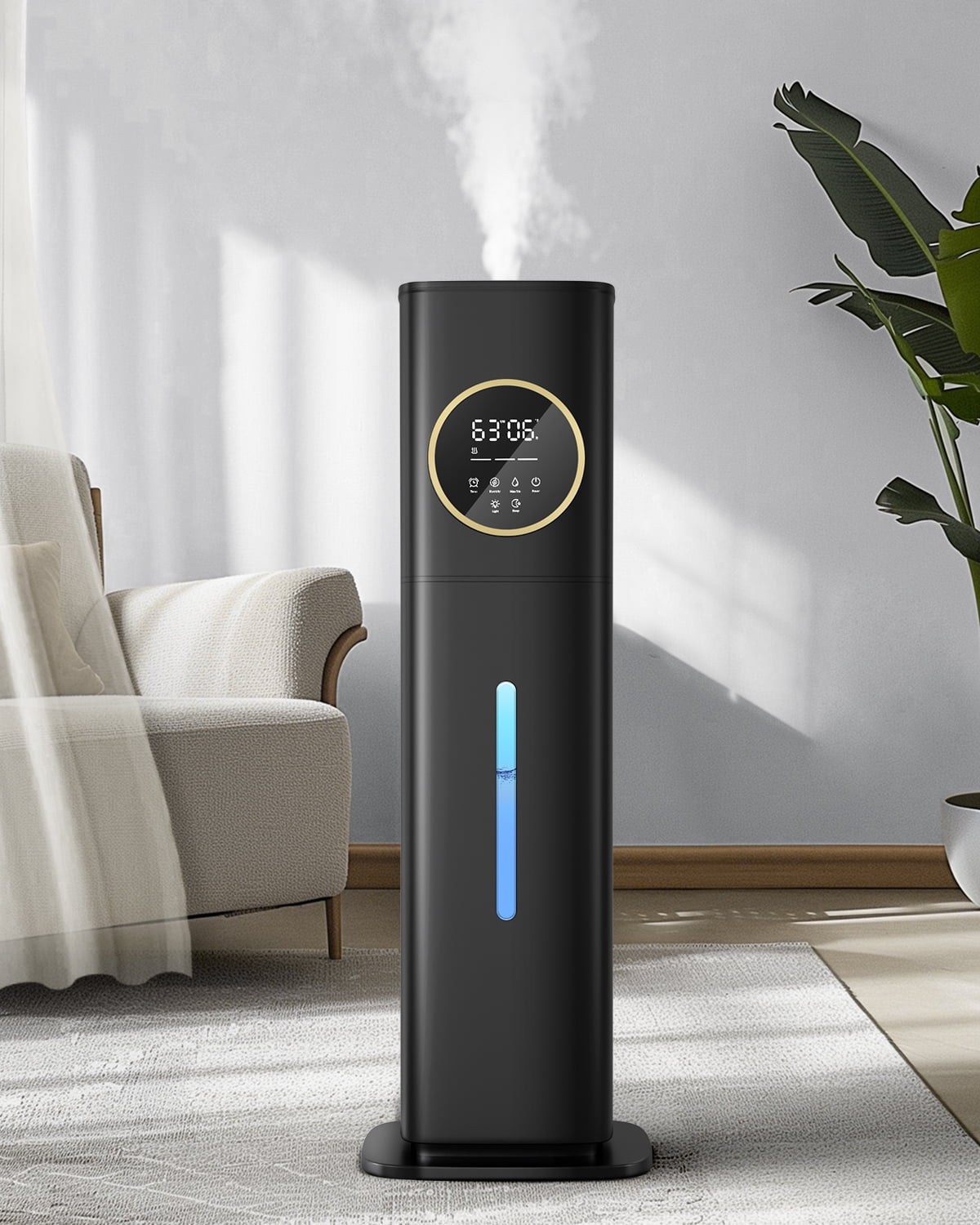 Humidifiers for Bedroom, 2.1Gal/8L Humidifiers for Home, Humidifier large room with Essential Oil Diffuser, Top Fill Whole House Cool Mist Humidifiers for Plants Baby Kids Adults(Black)