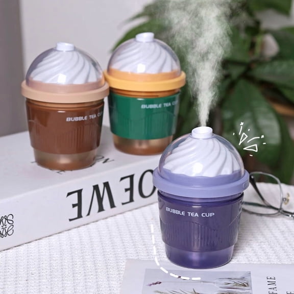 Humidifiers for Bedroom, 200ml Cool Mist Humidifiers, USB Mini Cute Milk Tea Humidifier,Small Humidifier, Low Noise, Auto Shut-Off for Car, Plant, Office, 1 Pack, Random Color