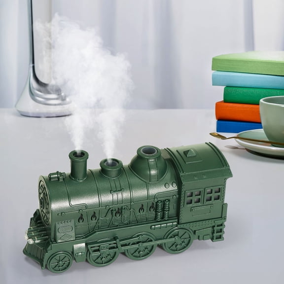 Humidifiers for Bedroom, 300ml Train Humidifier with Remote Control, Flame Effect Cool Mist Humidifier, Night Light，Retro Train-Shaped Aroma Diffuser for Relaxation, Home Decor & Gifts (Green)
