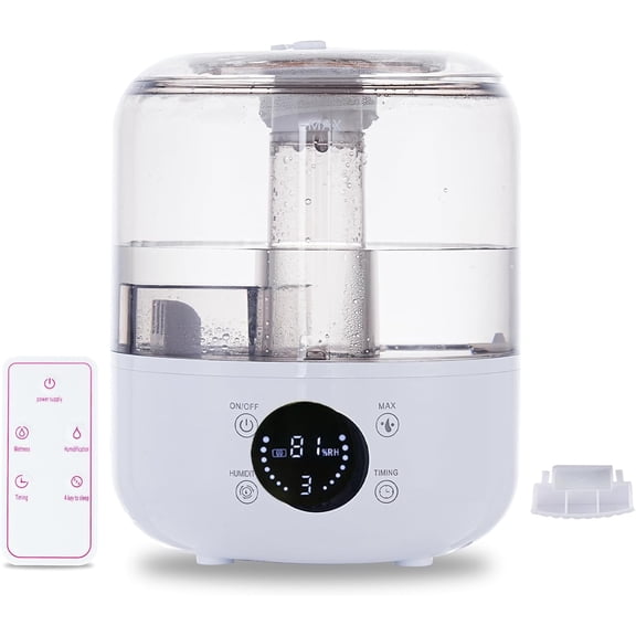 Humidifiers for Bedroom, 3L Top Fill 26H & Quiet Runtime for Large Room, Cool Mist Ultrasonic Humidifier with Humidity Sensor, Aroma Diffuser, Air Humidifier for Home, Baby, Nursery, Plants