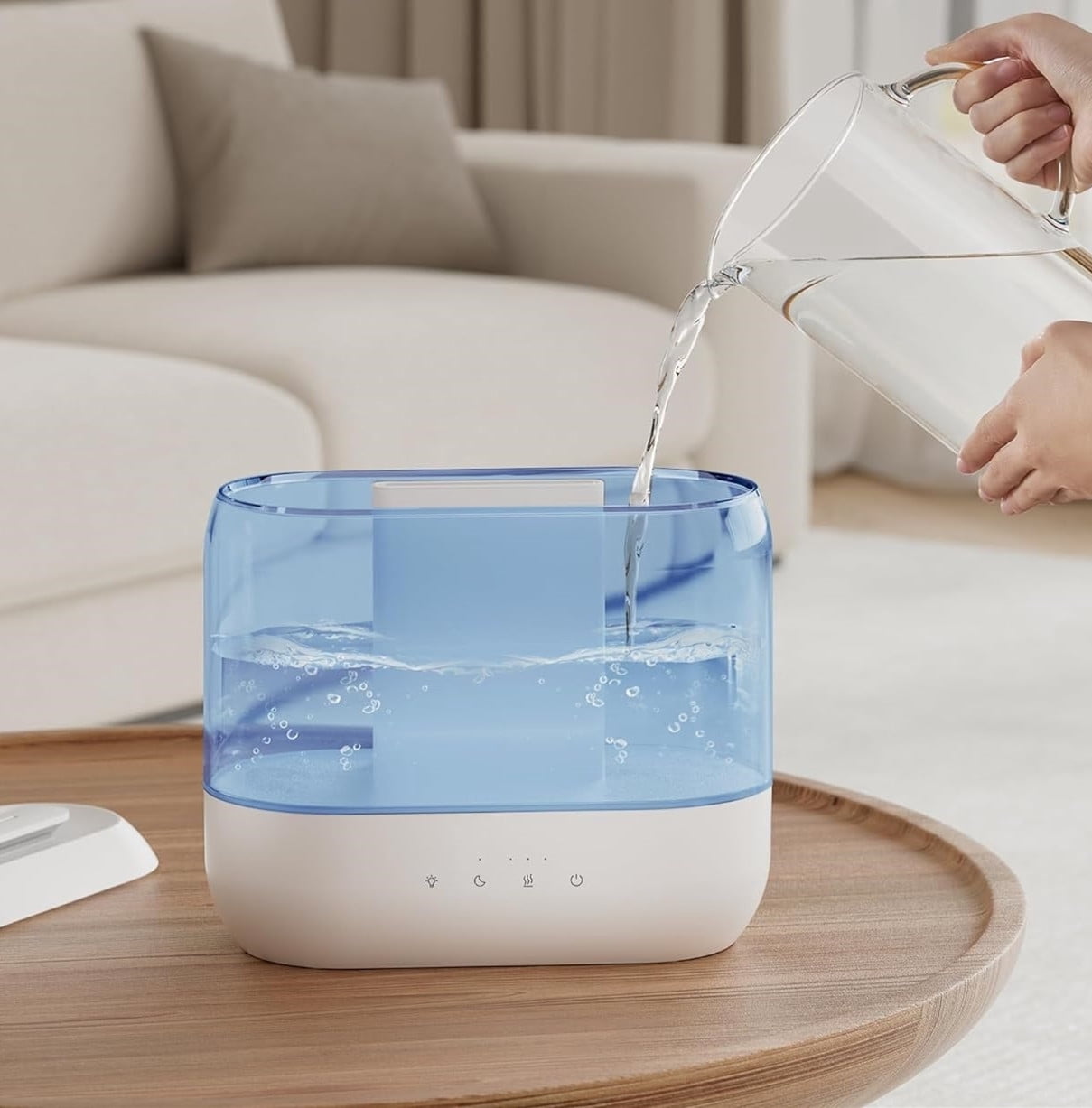 Humidifiers for Bedroom, 4L Top Fill for Large Room, 36H Runtime, 28 dB Quiet Supersized Cool Mist Air Humidifier for Baby Nursery, Plants, Indoor, Night Light, Easy to Clean & Fill, Blue