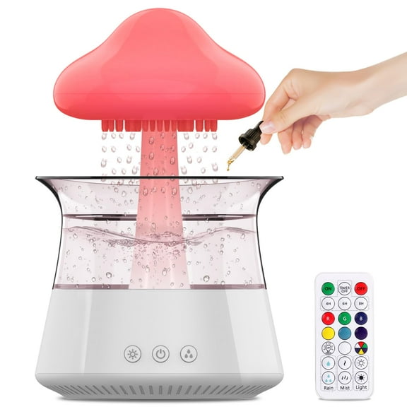 Humidifiers for Bedroom, 7 Color-Changing Led Night Lights, Aromatherapy Essential Oil Diffusers, Bedside Mushroom Water Drip Cloud Diffuser Adjustable-Auto-Shut Off