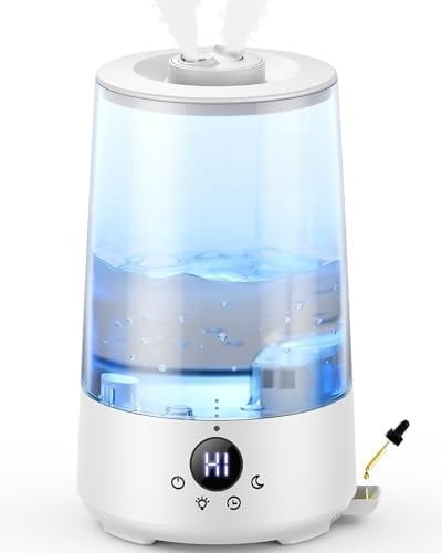 Humidifiers for Bedroom Home, 3.6 L Cool Mist Top-Fill 34H Super Long Time, Quiet 23dB, Baby Humidifier, Oil Diffuser for Large Room, House, Plant, Nursery, BPA FREE, Ultrasonic (Transparent)