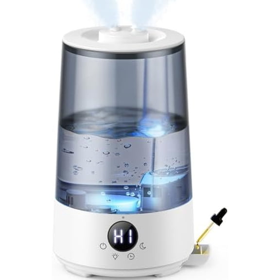 Humidifiers for Bedroom Home, 3.6 L Cool Mist Top-Fill 34H Super Long Time, Quiet 23dB, Baby Humidifier, Oil Diffuser for Large Room, House, Plant, Nursery, Office, BPA FREE, Ultrasonic (Grey)