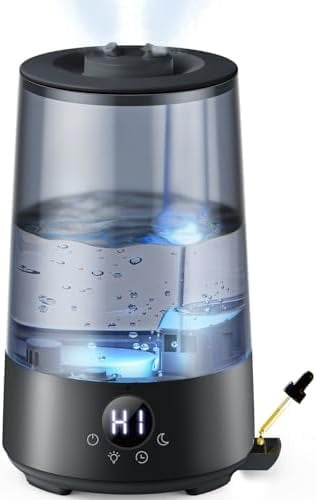 Humidifiers for Bedroom Home, 3.6L Cool Mist Top-Fill 34H Super Long Time, Quiet 23dB, Baby Humidifier, Oil Diffuser for Large Room, House, Plant, Nursery, Office, BPA FREE, Ultrasonic (Black)