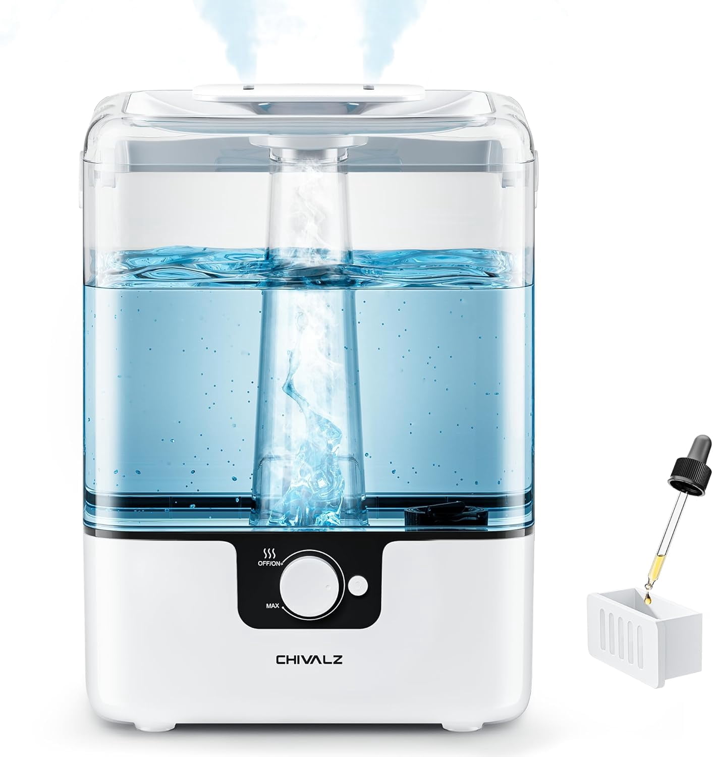 Humidifiers for Bedroom Large Room, 6L Cool Mist Top Fill Humidifier with Essential Oil Diffuser, 26dB Quiet Ultrasonic Humidifier for Baby Nursery Plants, 50H Runtime Night Light 1 Pack White