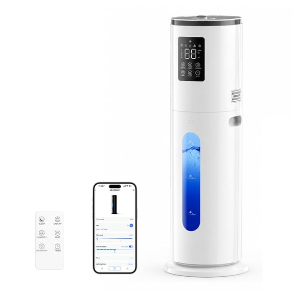 Humidifiers for Bedroom Large Room with 10L/2.65 Gal Large Humidifier, 24H Timer Smart App & Remote Control, 4 Mist Levels Room Humidifier for Bedroom