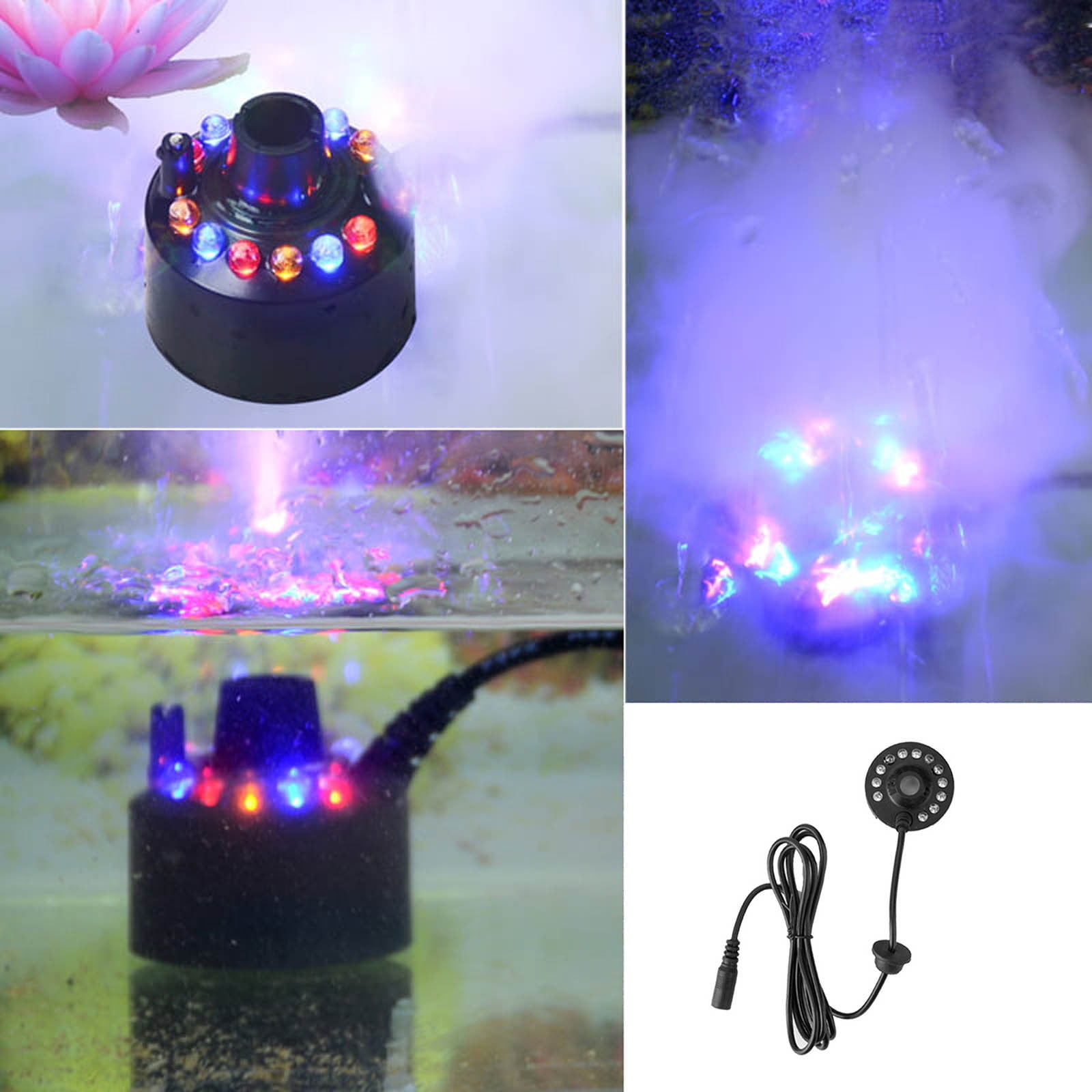 Humidifiers For Bedroom Small Mini Mist Maker 12 LED Fogger Water Pond Fog Machine Atomizer Air