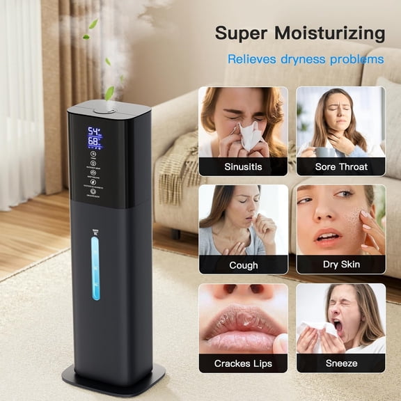 Humidifiers Large Room Bedroom with 7 Colors Light, 2.1Gal(8L) 3 Speed Quiet Ultrasonic Cool Mist Humidifier with 360 Nozzle, Humidity Setting, Timer,Aroma Box for Home Plant Baby Yoga Sleep (Blue)