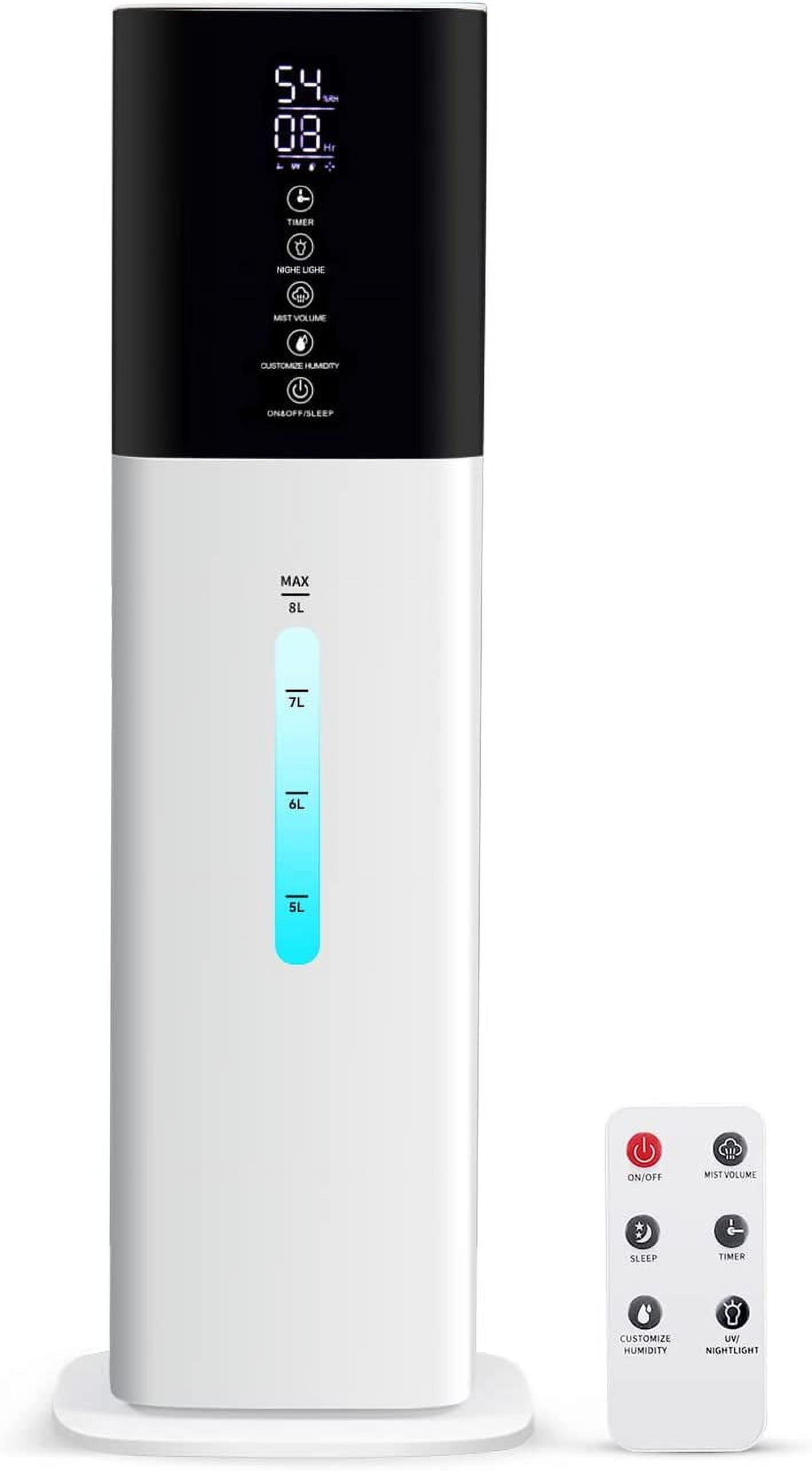 Humidifiers Large Room Bedroom with 7 Colors Light, 2.1Gal(8L) 3 Speed Quiet Ultrasonic Cool Mist Humidifier with 360° Nozzle, Humidity Setting, Timer,Aroma Box for Home Plant Baby Yoga Sleep (Black)