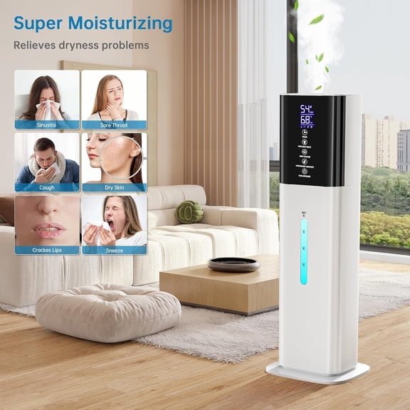 Humidifiers Large Room Bedroom with 7 Colors Light,Honovos 8L 2.1Gal Quiet Ultrasonic Cool Mist Topfill Humidifier with 360 Nozzle 3 Speed Humidistat Essential Oil Tray for Baby Home Plant Yoga Slee