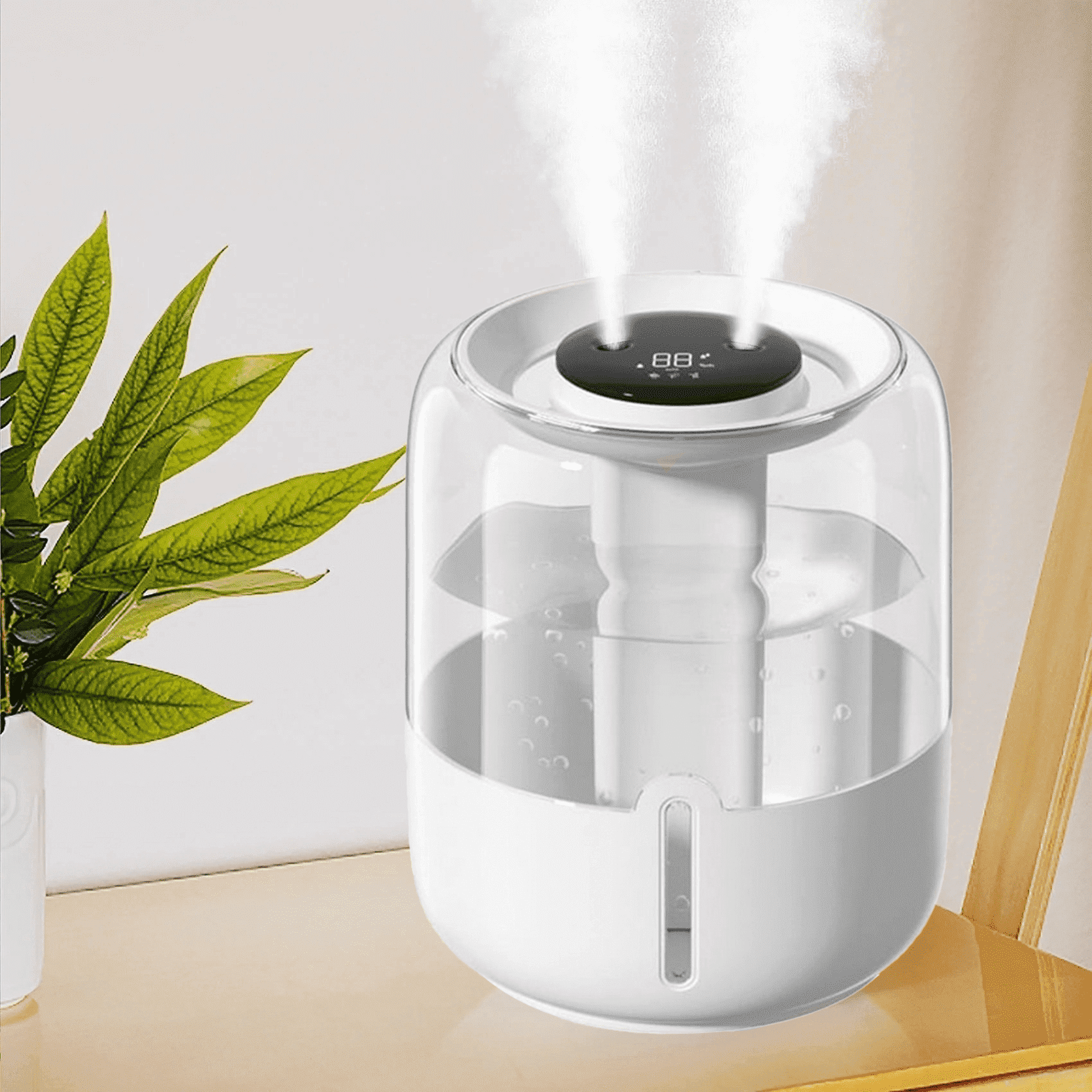 Humidifiers for Room,4L Cool Mist Humidifier,Top Fill Smart Cool Mist Air Humidifiers with Nightlight,3-Speed Quiet & Large Vaporizers for Bedroom,Home,Large Room,Baby Nursery and Plants（White）