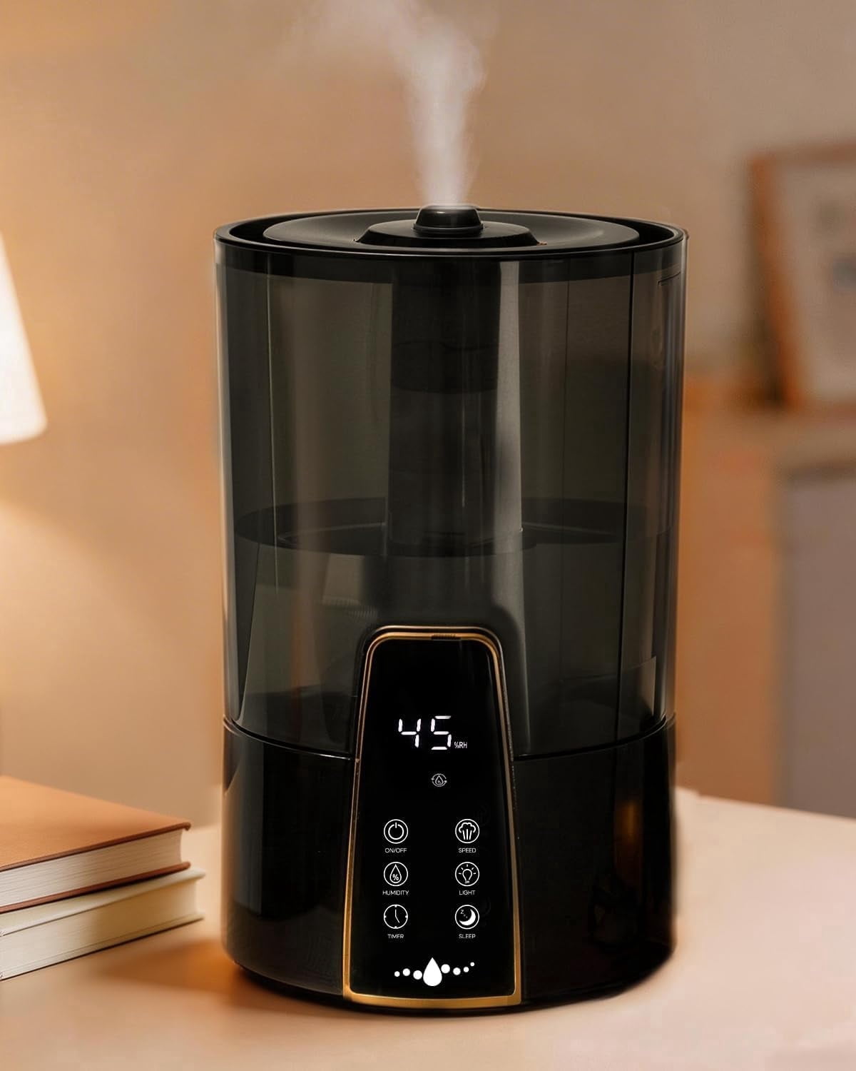 Humidifiers for Room Bedroom, 1.06Gal(4L) Dishwasher-Safe Tank, Top Fill & Easy to Clean, Night Light, Aroma Diffuser, Humidity Control, 12H Timer, Sleep Mode, 3 Level Mist, Home, Nursery, Black