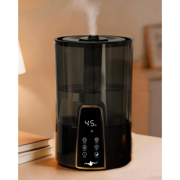 Humidifiers for Room Bedroom, 1.06Gal(4L) Dishwasher-Safe Tank, Top Fill & Easy to Clean, Night Light, Aroma Diffuser, Humidity Control, 12H Timer, Sleep Mode, 3 Level Mist, Home, Nursery, Black