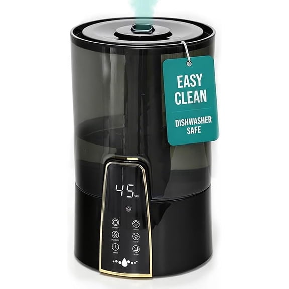 Humidifiers for Room Bedroom, 1.06Gal(4L) Dishwasher-Safe Tank, Top Fill & Easy to Clean, Night Light, Aroma Diffuser, Humidity Control, 12H Timer, Sleep Mode, 3 Level Mist, Home, Nursery, Black
