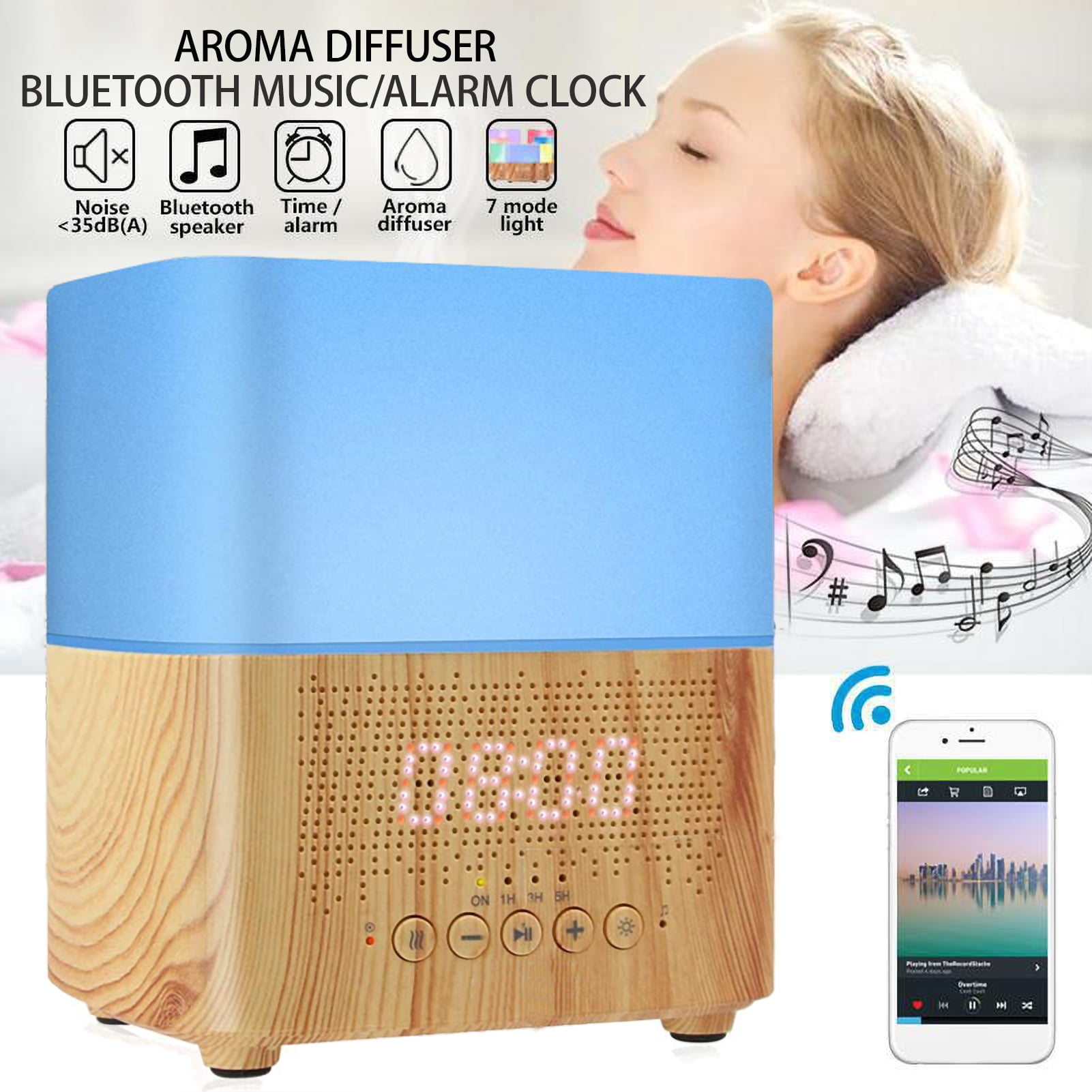 Humidifier Display Humidifiers,Time Display Bedroom Oil Display Study Diffuser Clock 7 ...