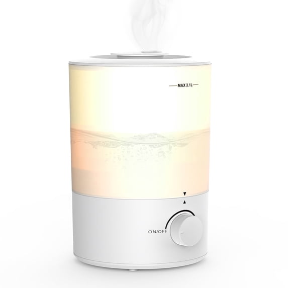 Humidifiers for Bedroom, 3.1L Cool Mist Top Fill Essential, 360° Nozzle, Rapid Ultrasonic Humidification, White