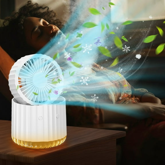 Humidifying Spray Fan Desktop Fan Rechargeable Small Fan Folding Portable Hydration Chiller
