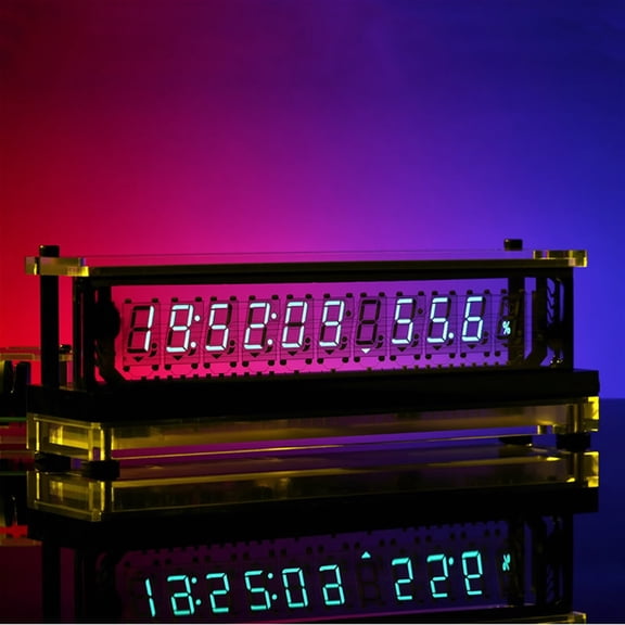 Humidity Display Ornaments Birthday Gift Analog IV18 Transparent Base VFD Screen Clock Retro Glow Tube Clock With Temperature