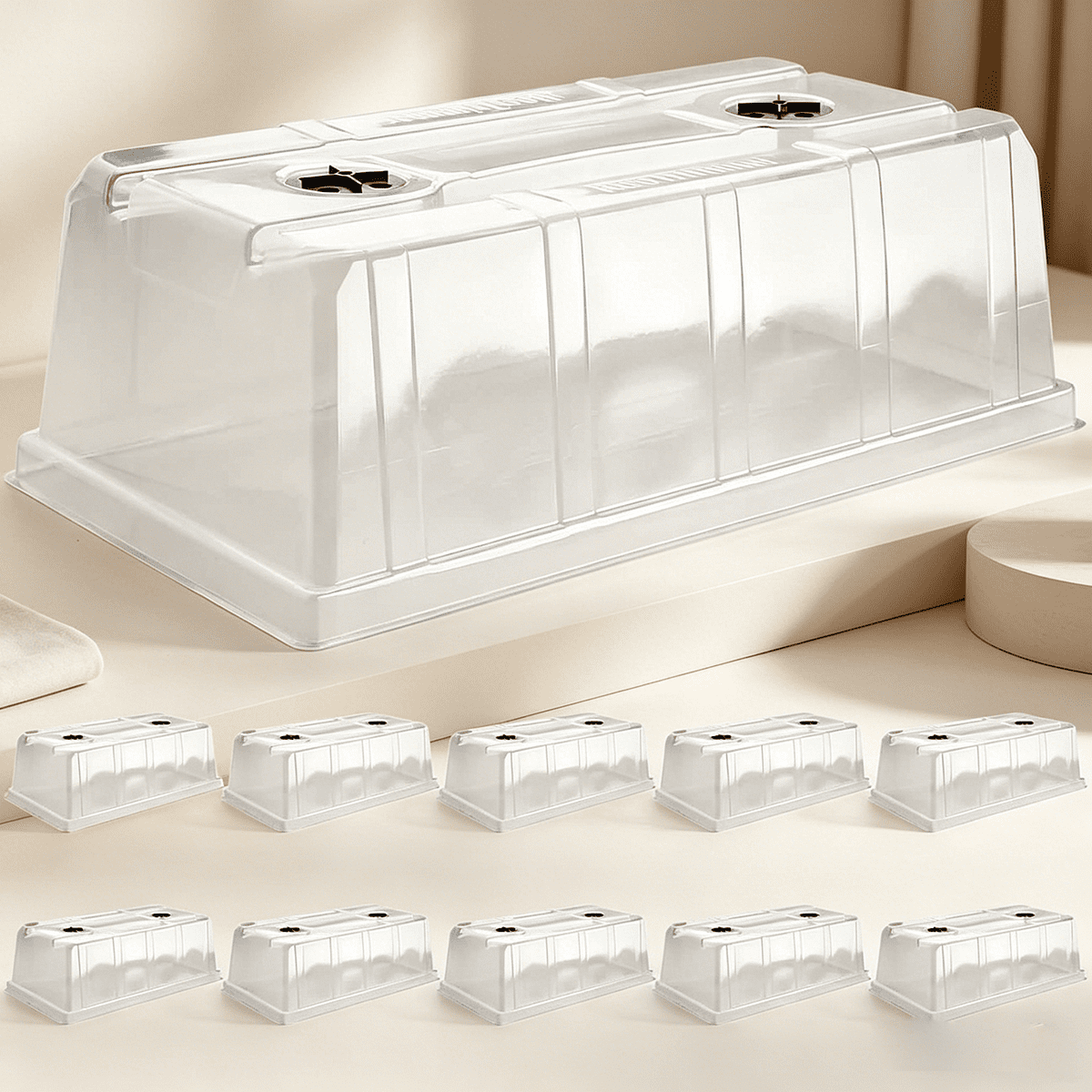 Humidity Domes for 1020 Trays, Extra Strength Seed Starter Covers with Adjustable Vents, Clear Plastic Propagation Cloning Lids for Germination & Microgreens