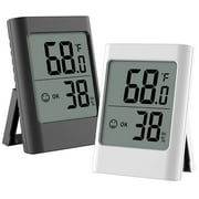 Humidity Gauge, 2 Pack Indoor Thermometer for Home Digital Hygrometer Room Thermometer and Humidity Gauge with Temperature Humidity Monitor AAA Battery PoweredColor Black and White