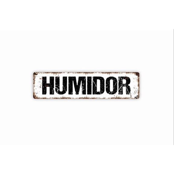 Humidor Sign - Cigar Lounge Bar Rustic Street Metal Aluminum Sign or Door Name Plate Plaque - Size: 16 x 4 Inches
