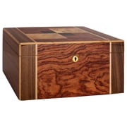 Humidor Supreme Amarone Desktop Cigar Humidor, High-Gloss Walnut, Mapa Burl Bubinga Wood