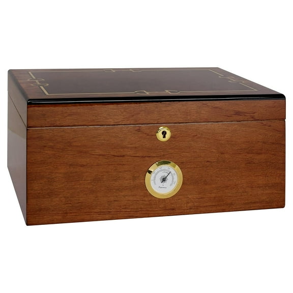 Humidor Supreme Balaton Cigar Storage Bubinga and Walnut Burl Wood, Holds 40-75 Cigars