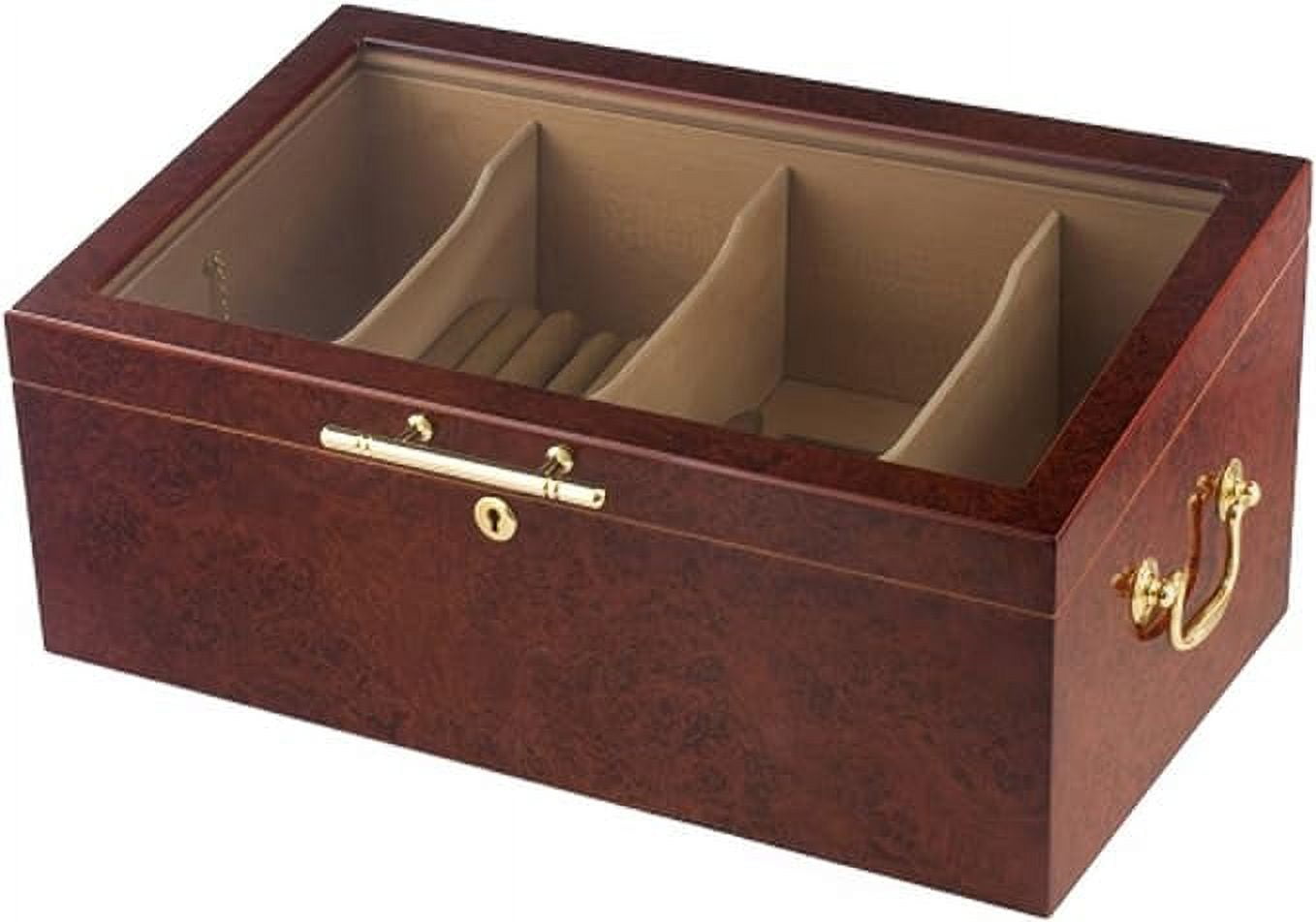 Humidor Supreme Burl Finish Counter Top Display Humidor, Digital