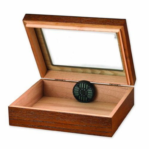 Humidor Supreme Quality Importers Travel Glass-Top Humidor (20 Cigars), Walnut
