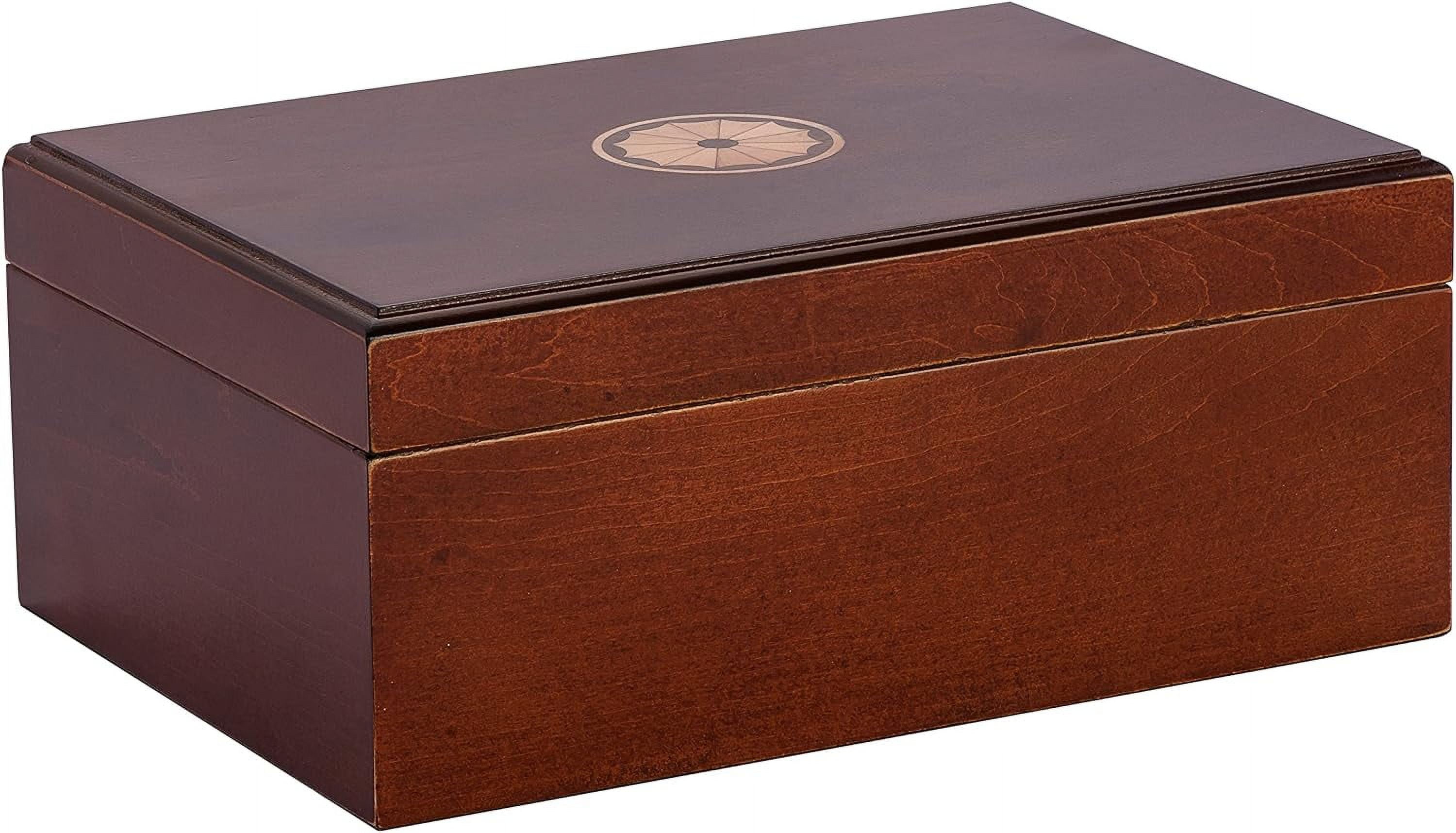 Humidor Supreme Sao Paolo Humidor, 50 Cigar Capacity, Rich Maple Wood With Mahogany Finish