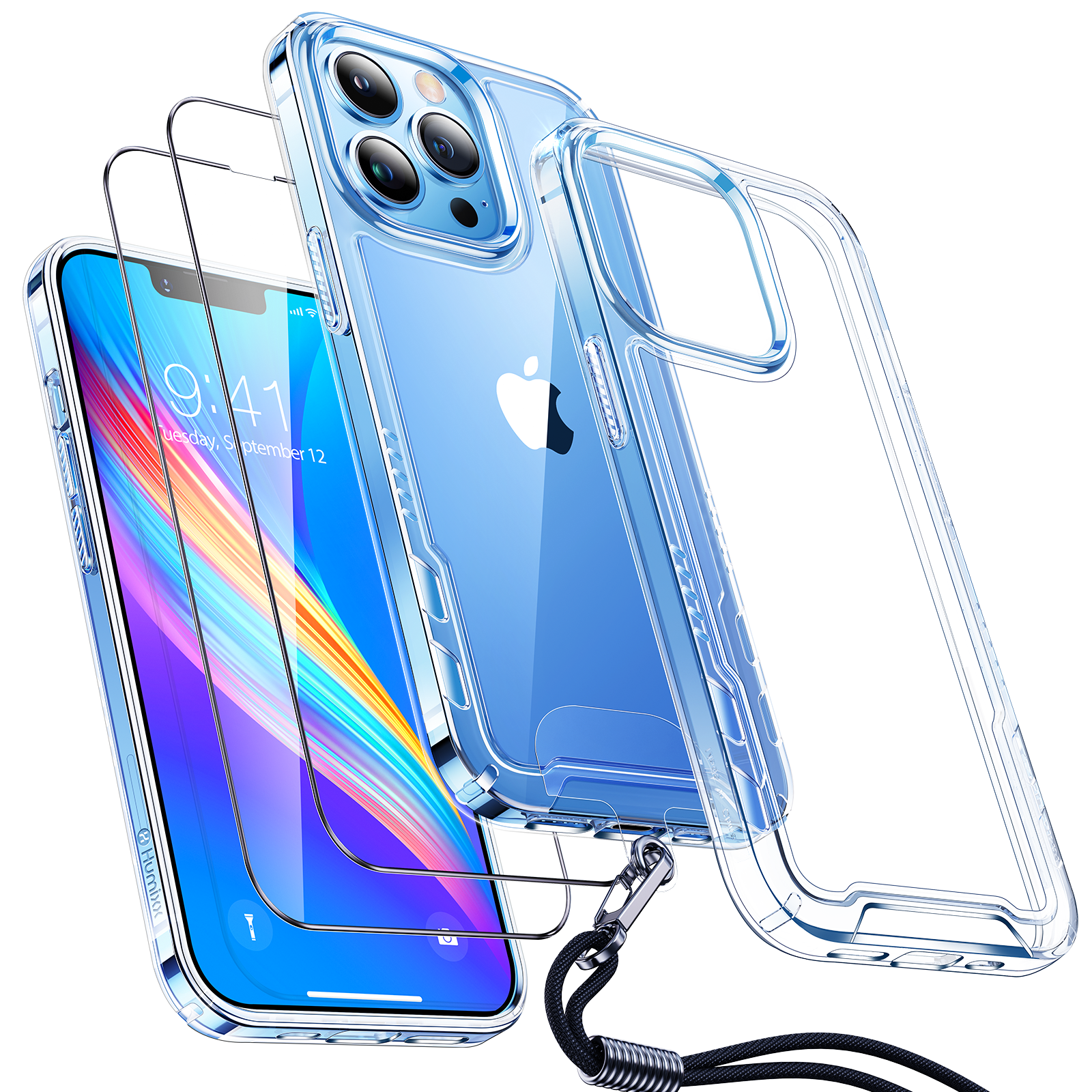 Humixx for iPhone 13 Pro Max Case, with 2X Screen Protector and 1X