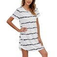 Humlua Ladies Short Sleeve Striped Sleep Dresses for Womens Printing