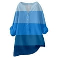 Humlua Loose Button Shirt Top Stand Solid Color Medium Sleeve Collar Casual Women's Shirt Women
