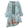 Humlua Loose Button Shirt Top Stand Solid Color Medium Sleeve Collar Casual Women's Shirt Women