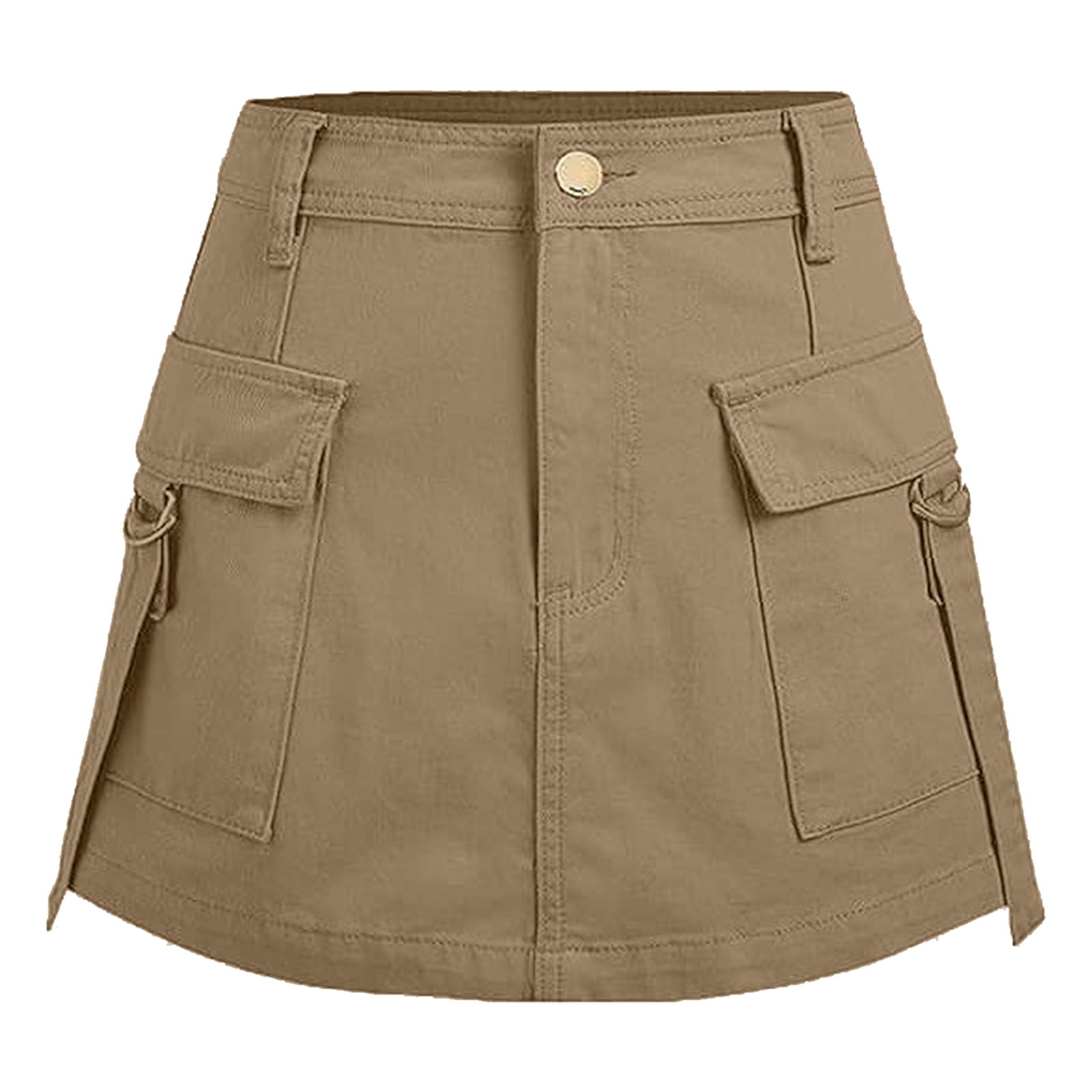 Charella Women Fashion High Waist Ruffled Irregular Rhort Leather Skirt Skirt Khaki M Walmart