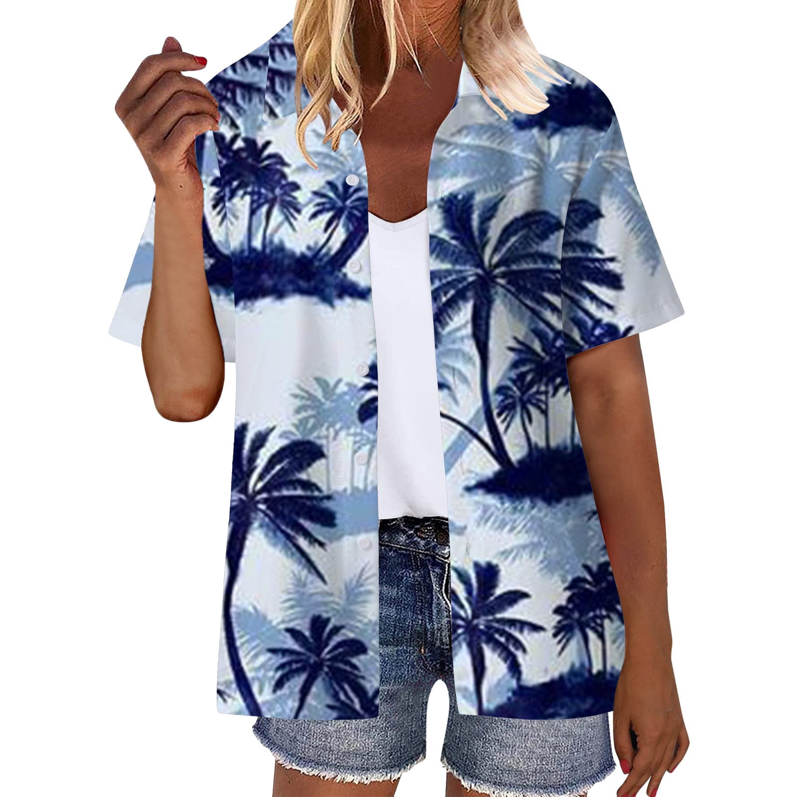 Humlua Women Summer Hawaii Shirts Soft Cool Floral Print Short Sleeve ...