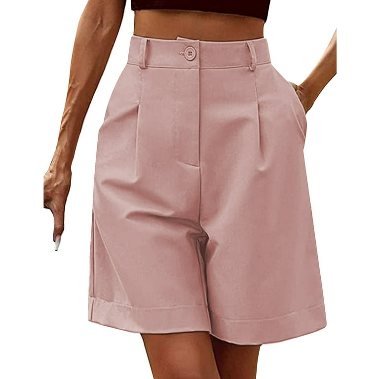 Humlua Womens Casual Shorts Elastic Waist Wide Leg Shorts Knee Length Summer Shorts with Pockets Walmart