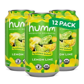 Humm Kombucha, Lemon Lime, 12 Pack, 12 oz Cans