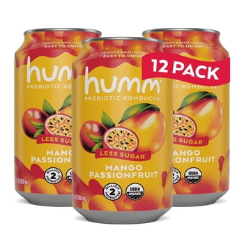 Humm Kombucha, Mango Passionfruit, 12 Pack, 12 oz Cans