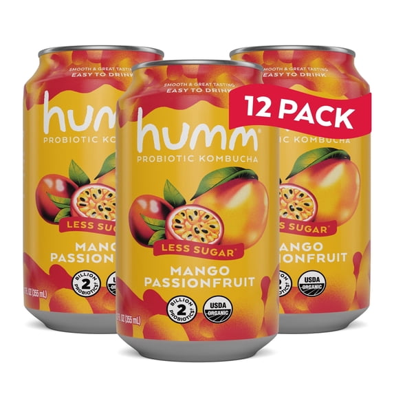 Humm Kombucha, Mango Passionfruit, 12 Pack, 12 oz Cans