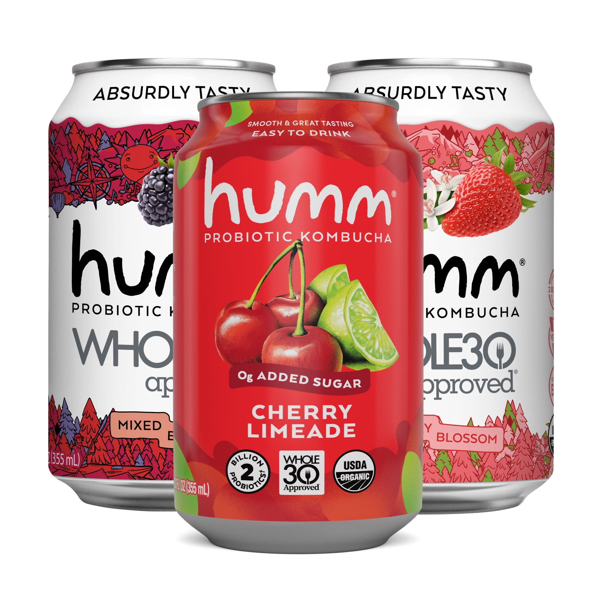 Humm Kombucha Whole30 Approved, Summer Variety, 12 Pack, 12 oz Cans ...