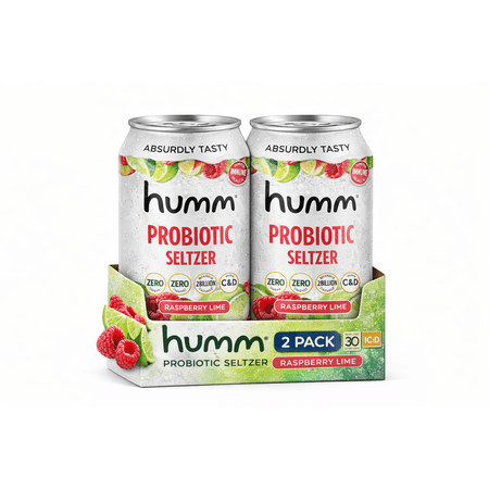 Humm Raspberry Lime Sparkling Water, 12 Fl oz (2 Pack)