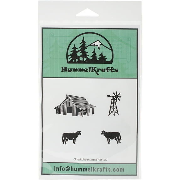 HummelKrafts Cling Rubber Stamps 7.5"X5" -Farm Set, Pk 2, Paper Parachute