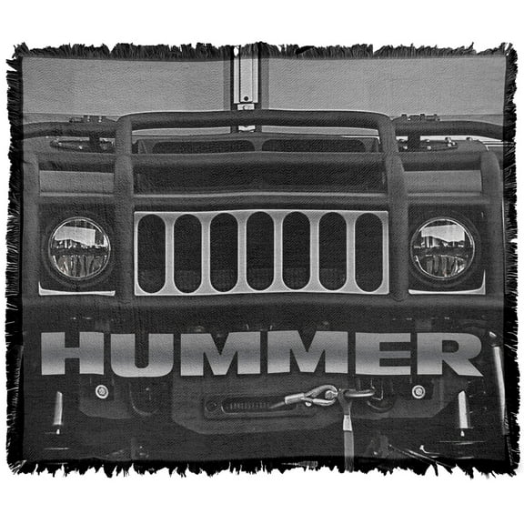 Hummer Blanket, 50'x60' Front Facing Woven Tapestry Cotton Blend Fringed Throw Blanket