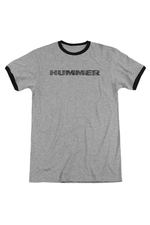 Hummer - Distressed Hummer Logo - Heather Ringer Short Sleeve Shirt - Small