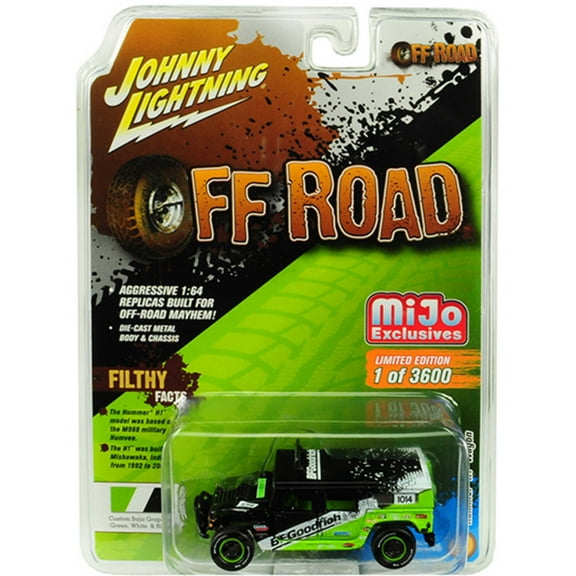 Hummer H1 Wagon #1014 Black and Green "BFGoodrich" "Off Road" Limited Edition to 3600 pieces Worldwide 1/64 Diecast Model Car by Johnny Lightning