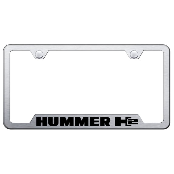 Hummer H2 Laser Etched Logo Cut-Out License Plate Frame (Brushed Chrome)